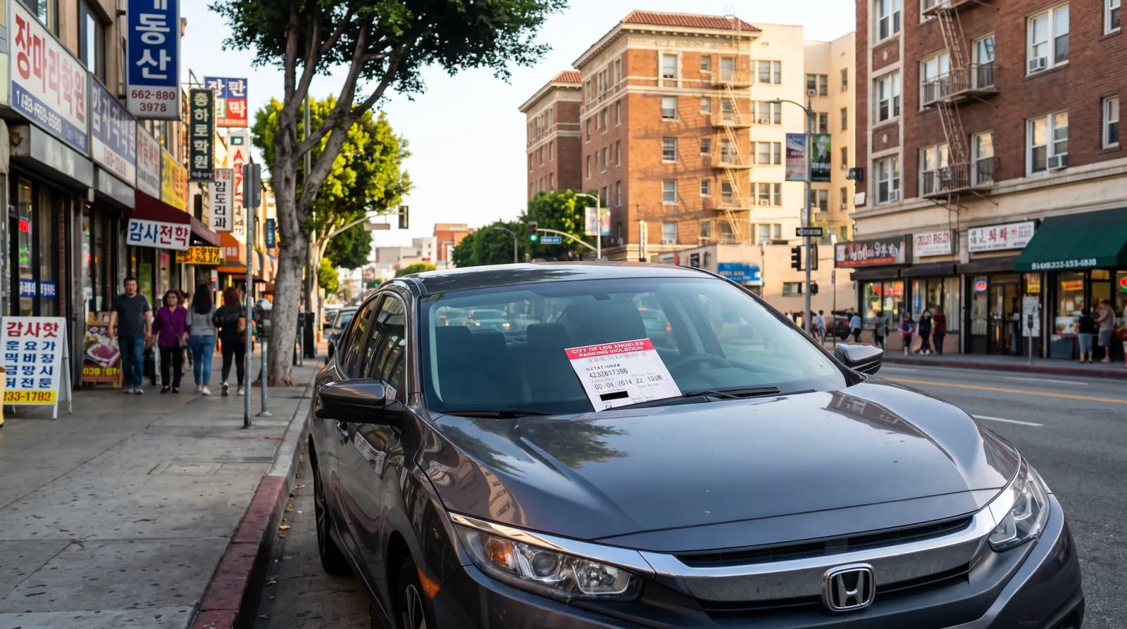 Cars parked along a Los Angeles residential street